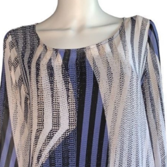 ALFANI Petite! Multicolored Sheer Print Blouson Blouse With Attached Camisole M - Picture 5 of 6